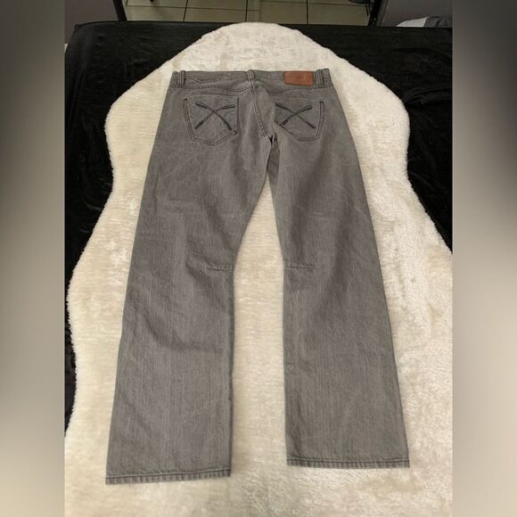 Akoo Mens Gray Straight Denim Jeans Size 38x33 Cotton Pants - Picture 10 of 10